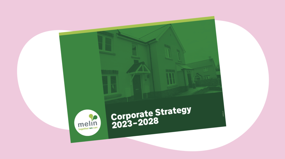 A picture of houses with the title Corporate Strategy 2023-2028