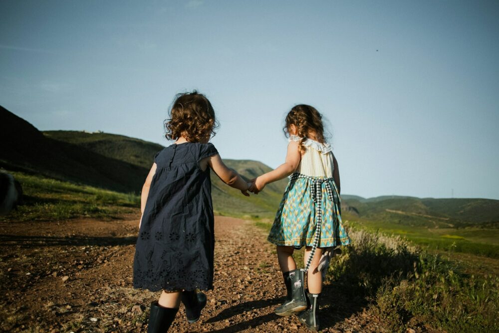Two kids having fun outdoors