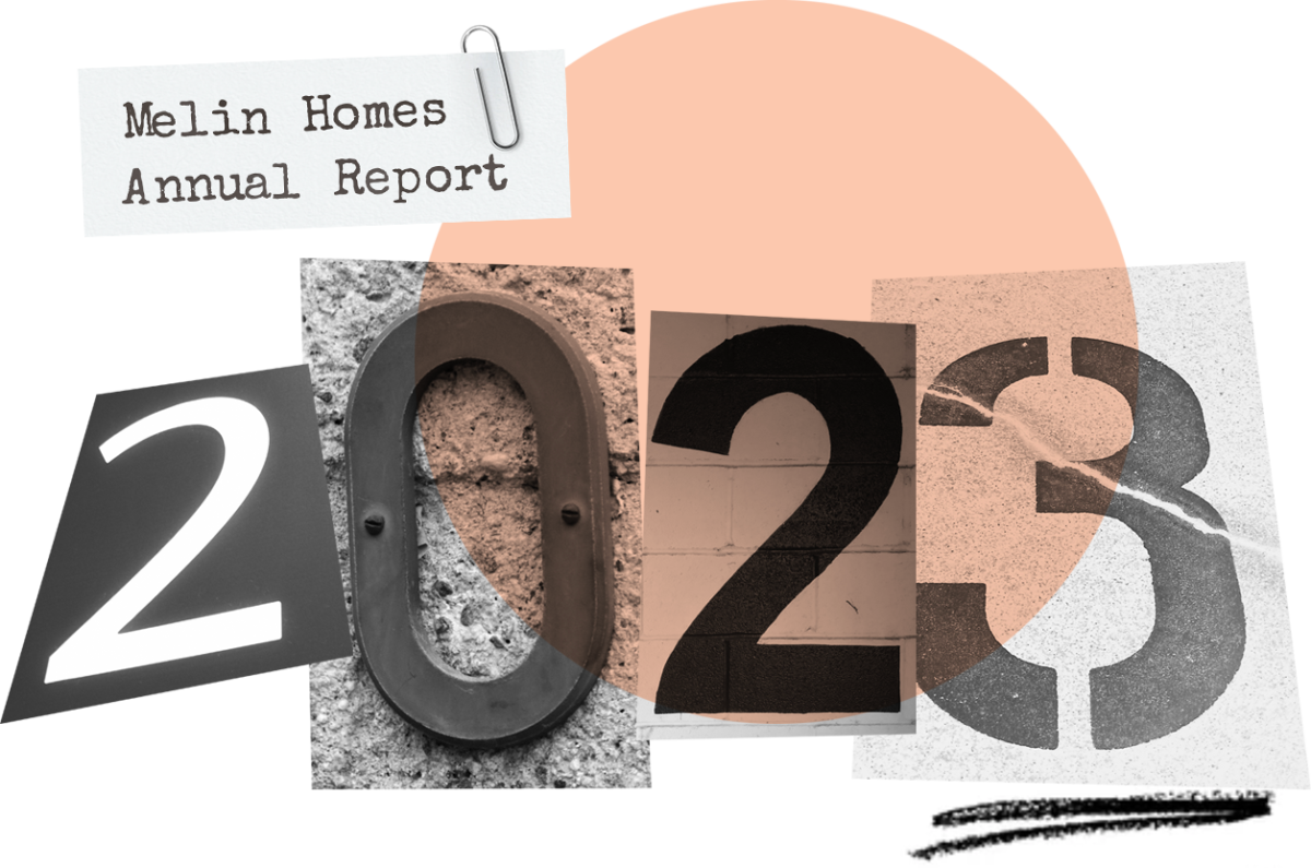 Illustrated title reading Melin Homes Annual Report 2023