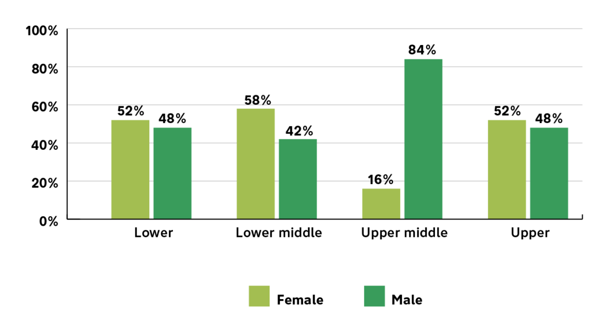 Gender Breakdown in each Quartile