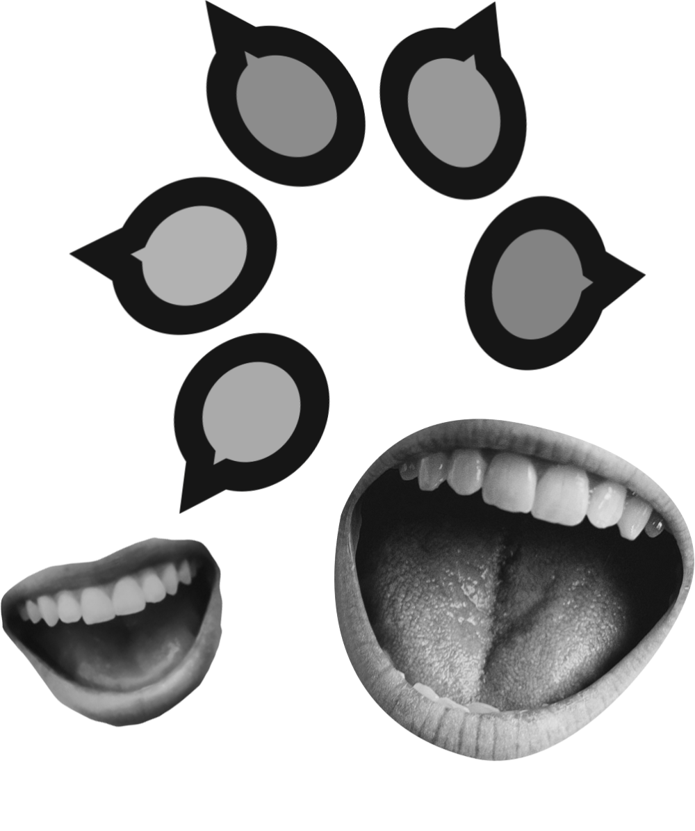 Collage illustration of talking lips